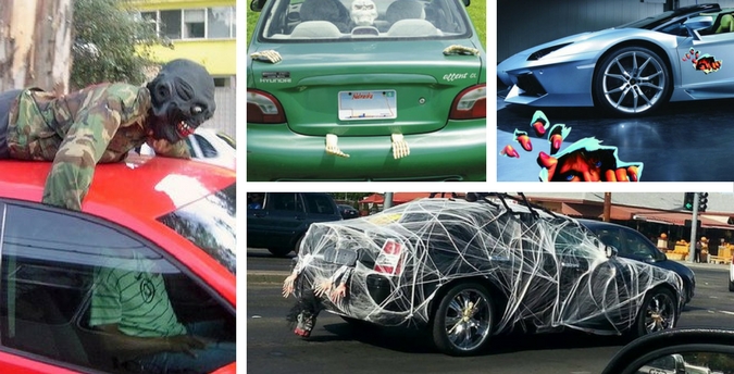 Ужасные украшения для автомобилей на Halloween 