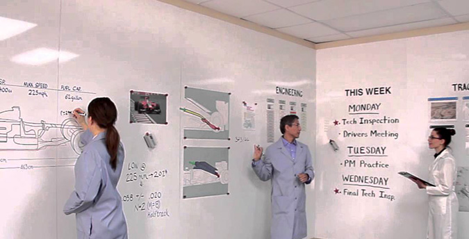 В конструкторских бюро и в научно-исследовательских центрах тоже ценят магнитно-маркерные стены 