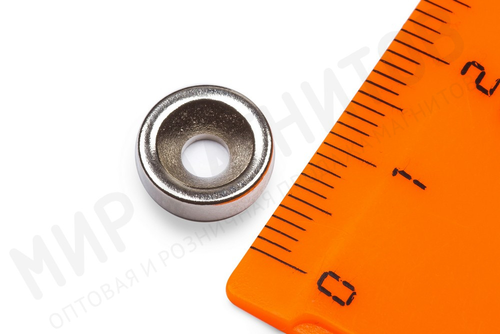 Неодимовый магнит диск 10х3 мм с зенковкой 3/7 мм, N35UH в Ижевске