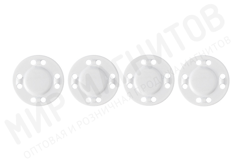 Магнитная кнопка застежка Forceberg пришивная металлическая плоская Ø21 мм, цв. Белый, 4 шт в Рязани