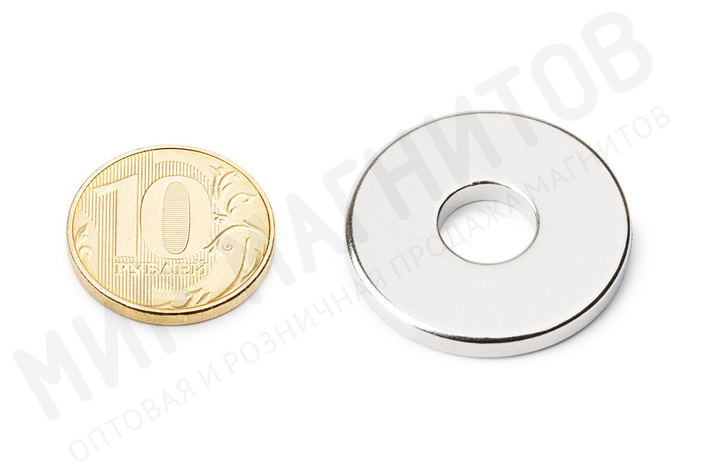 Неодимовый магнит кольцо 30х10х3.5 мм. диаметральное, N42 в Уфе