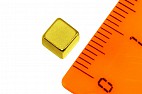Неодимовый магнит прямоугольник 5х5х5 мм, золотой