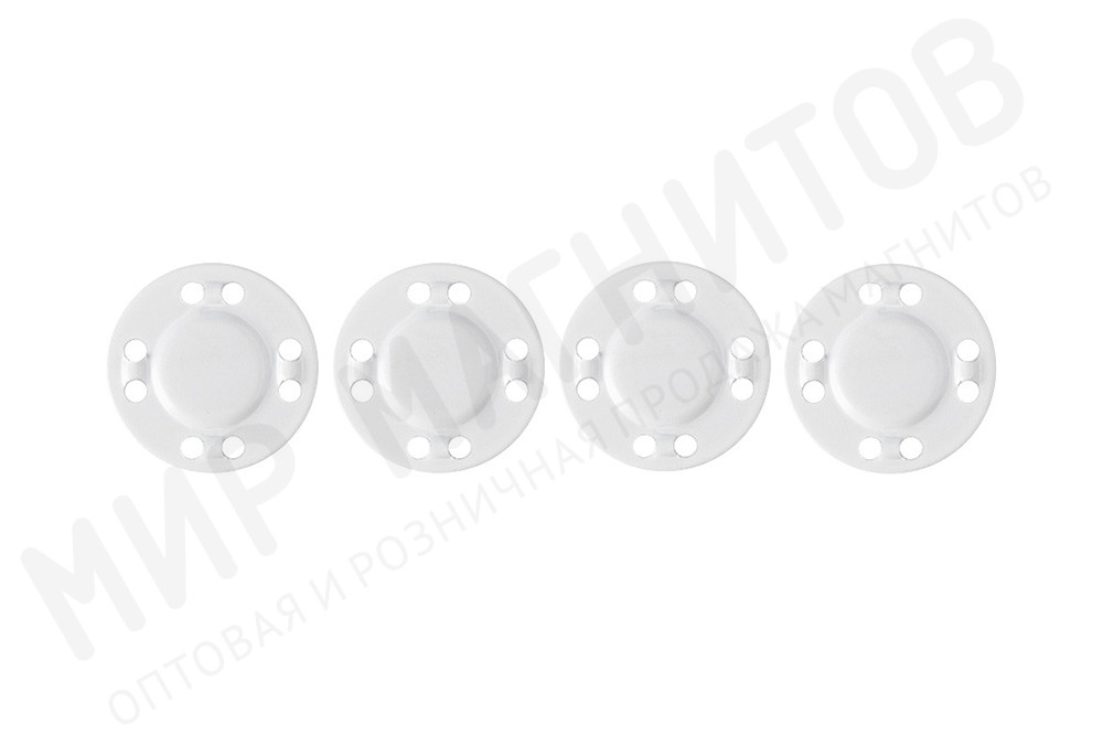 Магнитная кнопка застежка Forceberg пришивная металлическая плоская Ø12,5 мм, цв. Белый, 4 шт в Чебоксарах