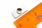 Неодимовый магнит прямоугольник 16х8х3 мм с зенковкой 3.2/6.2 мм, N35