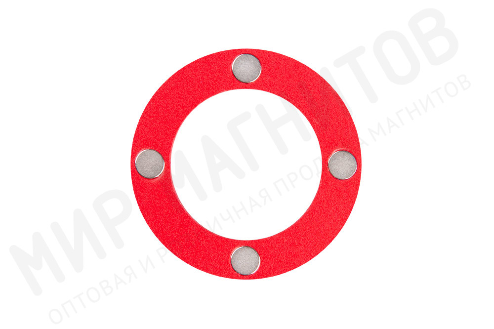 Магнитный курсор для календаря круглый, окно 25 мм, красный с 4 магнитами в Перми
