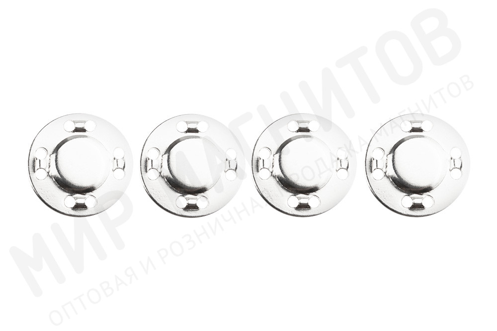 Магнитная кнопка застежка Forceberg пришивная металлическая плоская Ø21 мм, цв. Никель, 4 шт в Балашихе