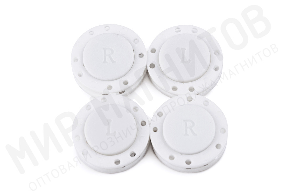 Магнитная кнопка застежка Forceberg пришивная пластиковая Ø21,5 мм, цв. Белый, 4 шт в Омске