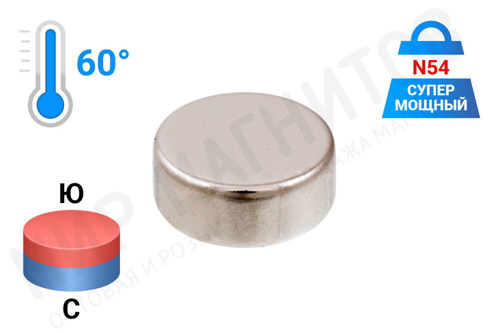 Неодимовый магнит диск 12х5 мм, N54 в Казани